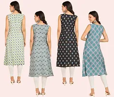 Stylish Anarkali Printed American Crepe Stitched Kurti For Women, Pack Of 4-thumb1