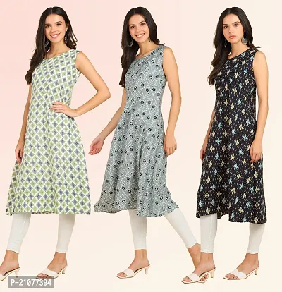 Stylish Anarkali American Crepe Stitched Kurti For Women, Pack Of 3-thumb3