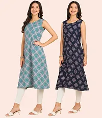 Stylish American Crepe Multicoloured Printed Dress For Women Pack Of 2-thumb2