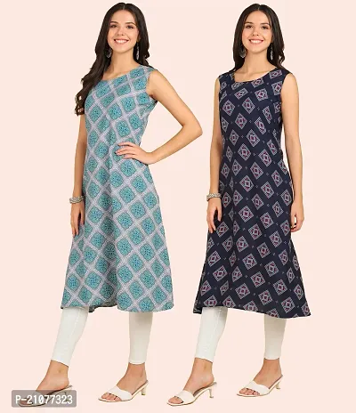 Stylish American Crepe Multicoloured Printed Dress For Women Pack Of 2-thumb3