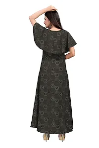 Hiva Trendz Grey Crepe Floral Printed  Cape Ruffle Sleeves Anarkali Gown(Gown-190)-thumb1