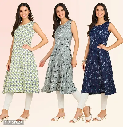 Stylish Anarkali American Crepe Stitched Kurti For Women, Pack Of 3-thumb3