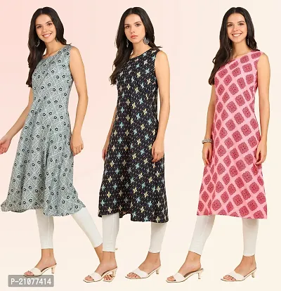 Stylish Anarkali American Crepe Stitched Kurti For Women, Pack Of 3-thumb3