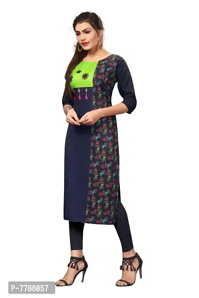 HIVA Trendz Women straight Crepe kurta_175(Blue Color)-thumb4