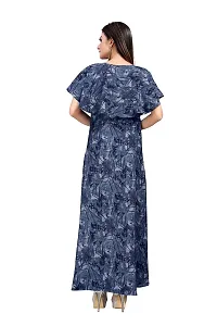 Hiva Trendz Green Crepe Floral Printed  Cape Ruffle Sleeves Anarkali Gown(Gown186)-thumb1
