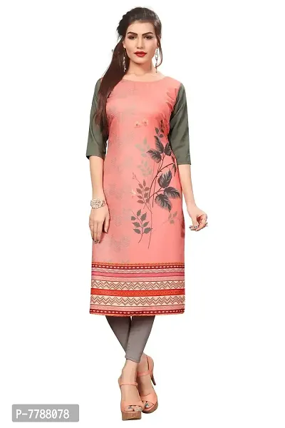 HIVA Trendz Women straight Crepe kurta_177(Peach color)-thumb0