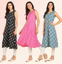 Stylish Anarkali American Crepe Stitched Kurti For Women, Pack Of 3-thumb2