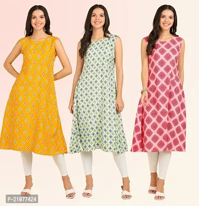 Stylish Anarkali American Crepe Stitched Kurti For Women, Pack Of 3-thumb0