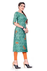 Hiva Trendz Women's Turquoise Color Crepe Straight Cut Kurta_Kurti-197-thumb2