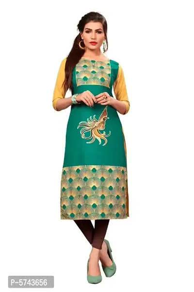 Women's Crepe Printed Straight Kurti-thumb0