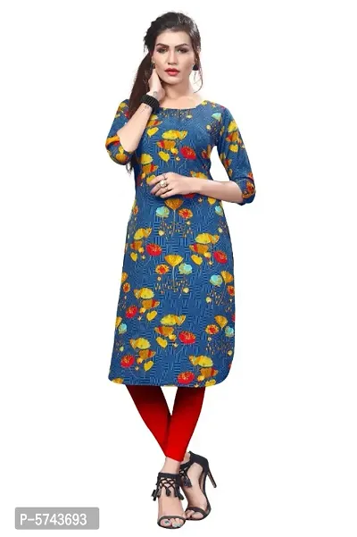 Women's Crepe Printed Straight Kurti-thumb0