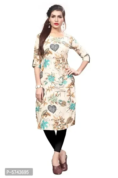 Women's Crepe Printed Straight Kurti-thumb0