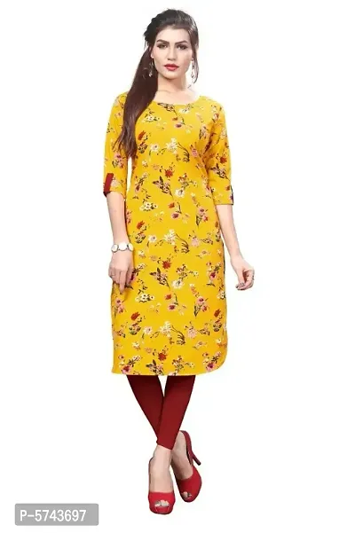 Women's Crepe Printed Straight Kurti-thumb0