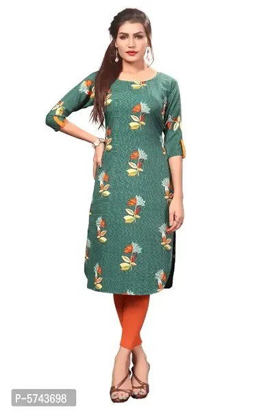 Women's Crepe Printed Straight Kurti-thumb0