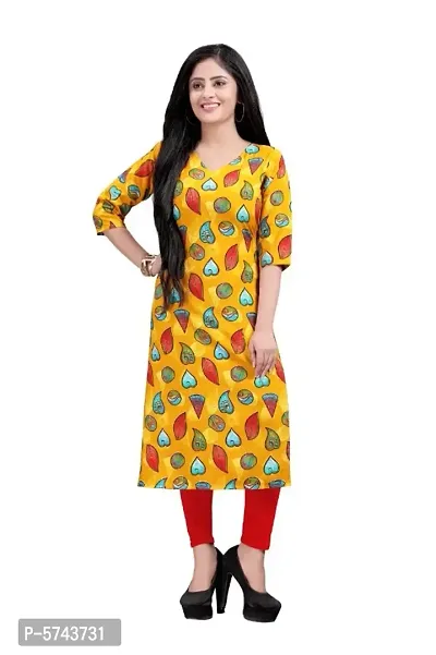 Women's Crepe Printed Straight Kurti-thumb0