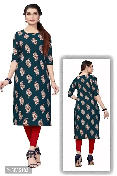 Blue Crepe Digital Printed Kurtas For Women-thumb0