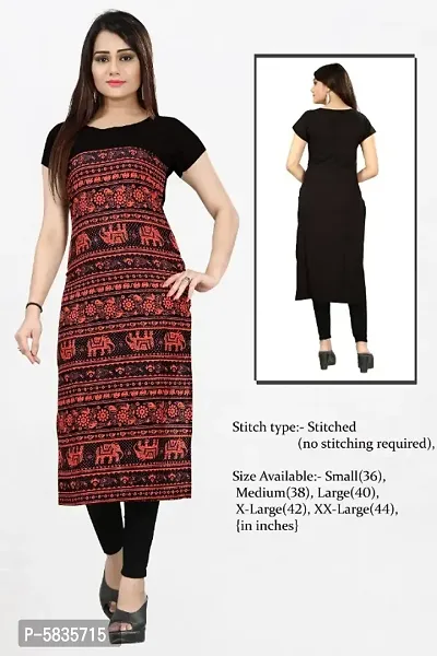 Women's Printed Full-Stitched Crepe Straight Kurti-thumb0