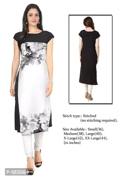 Women's Printed Full-Stitched Crepe Straight Kurti