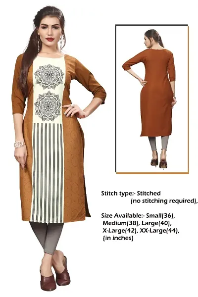 New Ethnic 4 You Women's Crepe Straight Kurta (etc173_XL_Brown_40)