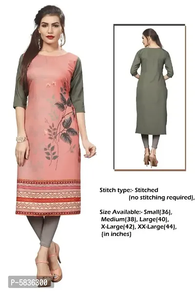 Women's Printed Full-Stitched Crepe Straight Kurti-thumb0