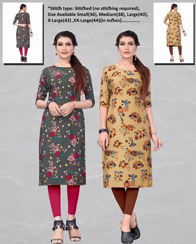 Stylish Crepe Kurta For Women Pack Of 2