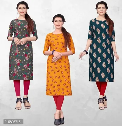 Multicoloured Crepe Digital Printed Kurtas For Women-thumb0