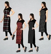 Women's Printed Full-Stitched Crepe Straight Kurti (Combo Pack Of 4)-thumb2