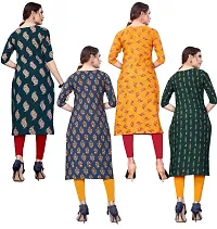 Womens Printed Crepe Straight Cut Kurti (Combo Pack Of 4)-thumb1