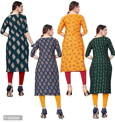 Womens Printed Crepe Straight Cut Kurti (Combo Pack Of 4)-thumb2