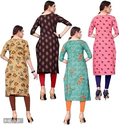 Womens Printed Crepe Straight Cut Kurti (Combo Pack Of 4)-thumb2