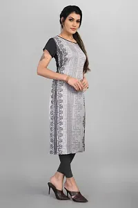 Grey American Crepe Digital Printed Kurtas For Women-thumb2