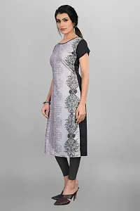 Grey American Crepe Digital Printed Kurtas For Women-thumb3