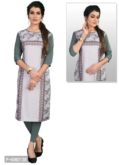 Womens Multicolor Crepe Straight Kurti