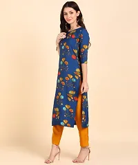 Kurti Pant Set for Women - Crepe Long Straight Printed Kurta with Pant-thumb2