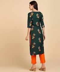 Kurti Pant Set for Women - Crepe Long Straight Printed Kurta with Pant-thumb1