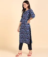 Kurti Pant Set for Women - Crepe Long Straight Printed Kurta with Pant-thumb2