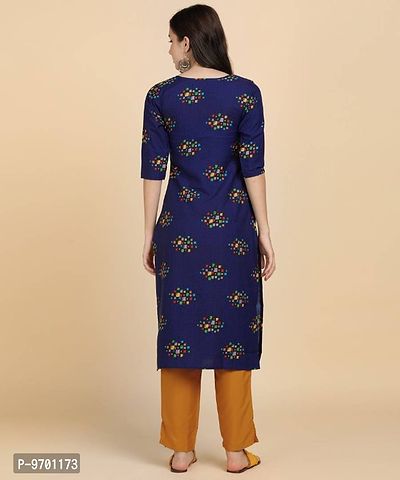 Kurti Pant Set for Women - Crepe Long Straight Printed Kurta with Pant-thumb2