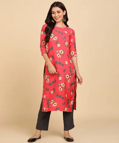 Trendy Crepe A-Line Floral Printed Kurti Bottom Set