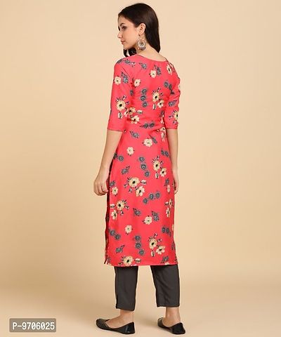 Kurti Pant Set for Women - Crepe Long Straight Printed Kurta with Pant-thumb2