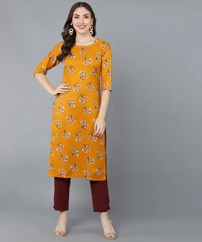 Kurti Pant Set for Women - Crepe Long Straight Kurta with Pant