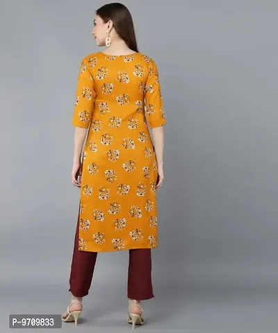 Kurti Pant Set for Women - Crepe Long Straight Printed Kurta with Pant-thumb2