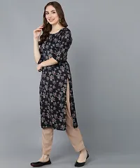 Kurti Pant Set for Women - Crepe Long Straight Printed Kurta with Pant-thumb2