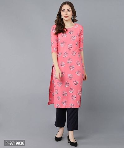 Kurti Pant Set for Women - Crepe Long Straight Printed Kurta with Pant-thumb0