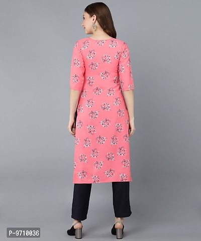 Kurti Pant Set for Women - Crepe Long Straight Printed Kurta with Pant-thumb2