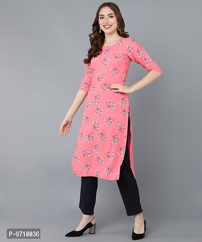 Kurti Pant Set for Women - Crepe Long Straight Printed Kurta with Pant-thumb3