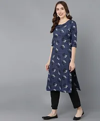 Kurti Pant Set for Women - Crepe Long Straight Printed Kurta with Pant-thumb2