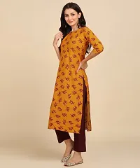 Kurti Pant Set for Women - Crepe Long Straight Printed Kurta with Pant-thumb2