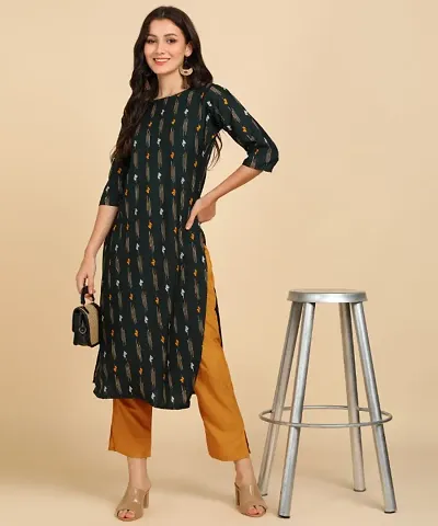 Trendy Crepe Long Straight Printed Kurta with Pant