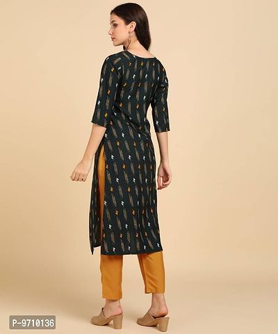 Kurti Pant Set for Women - Crepe Long Straight Printed Kurta with Pant-thumb2