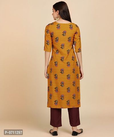 Kurti Pant Set for Women - Crepe Long Straight Printed Kurta with Pant-thumb2